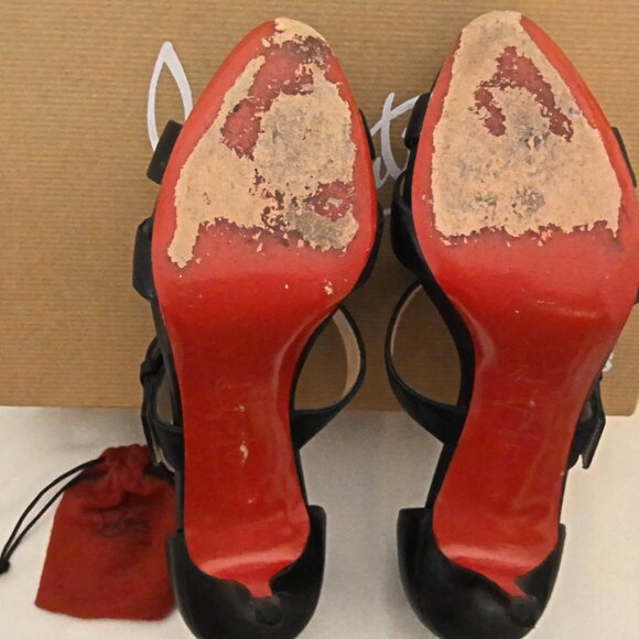 Christian Louboutin, Black Calfskin Leather, Size 38, Red Bottom - Picture 9 of 10